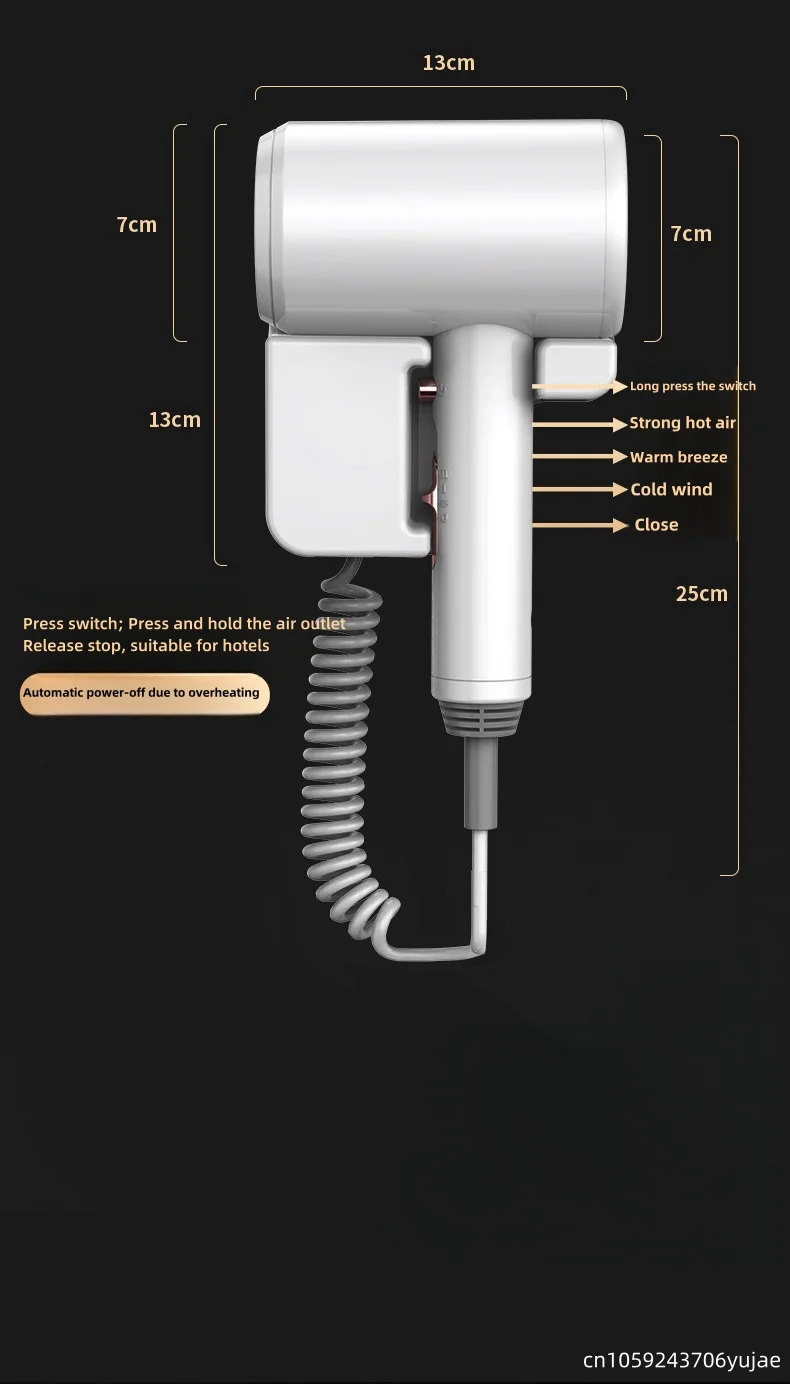 Latest Wall Mounted Non Perforated Hair Dryer For Hotels/Homestays, Household Ba
