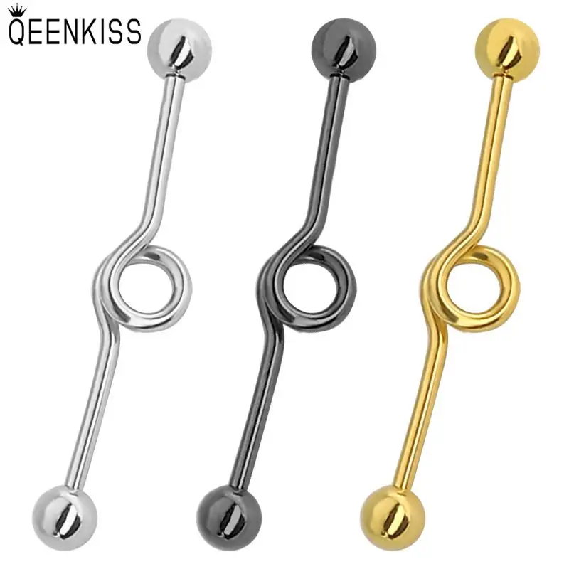 

QEENKISS EG8245 2022 Fine Jewelry Wholesale Fashion Woman Man Birthday Wedding Gift Ear Bone Titanium Stainless Stud Earings 1PC