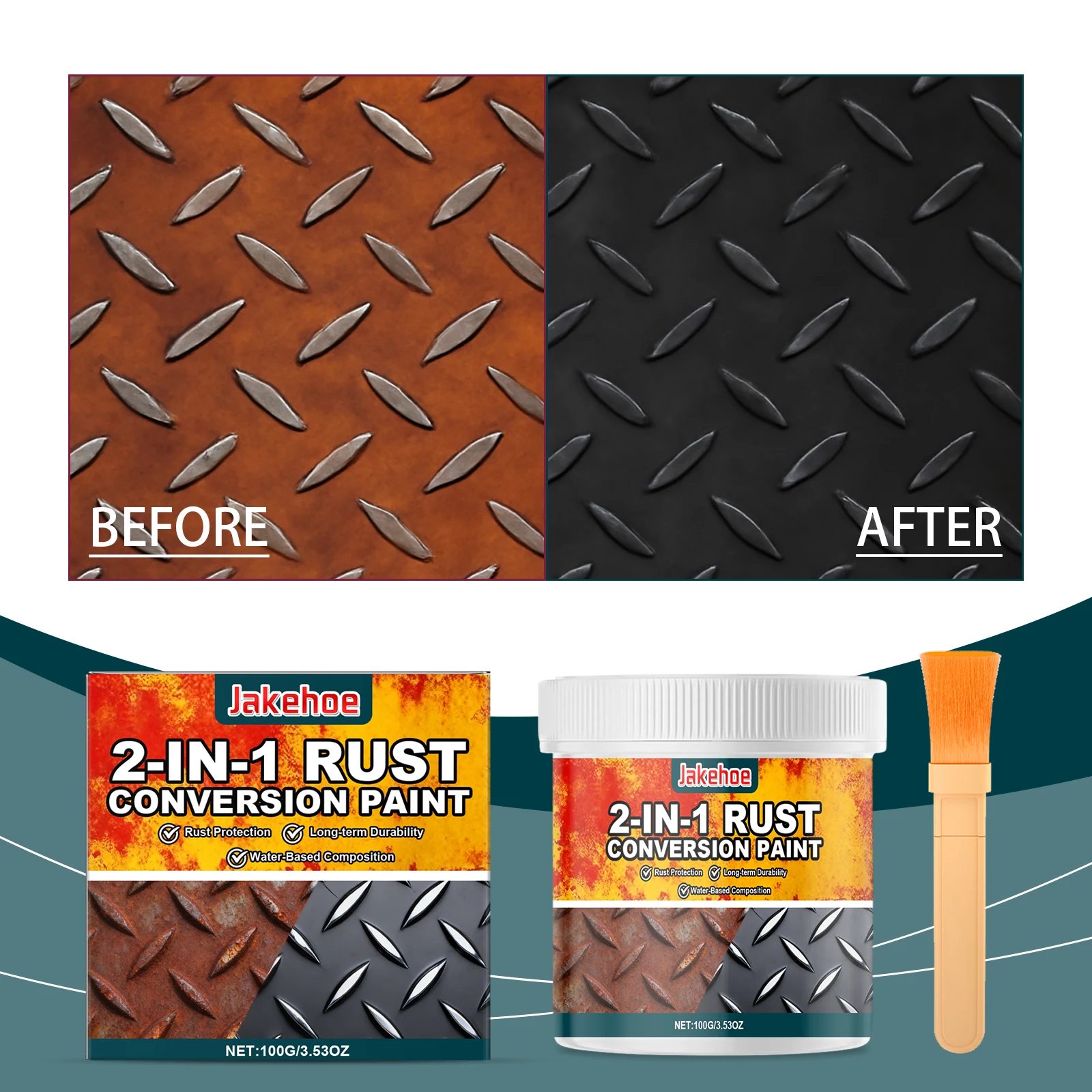 2in1錆除去剤メタルプライマー水性防錆塗料腐食防止速乾性コーティング鉄鋼金属表面用