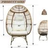 Egg Chair, Patio Egg Chair Indoor, All-Weather Oversized Rattan Egg Lounge Chairs for Living Room, Balcony, Backyard 5