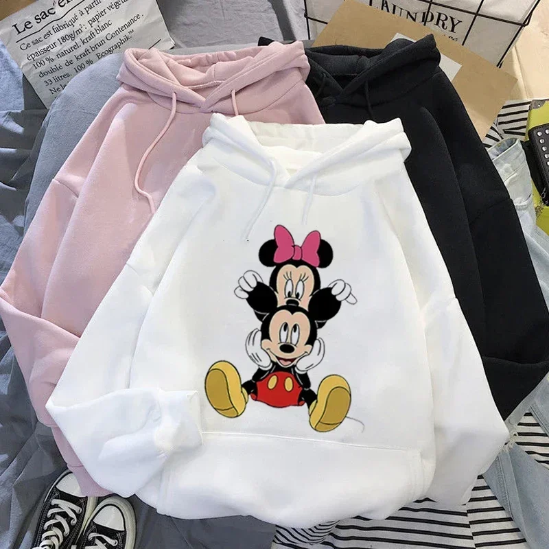 

Mickey Minnie Graphic New Hooded Sweater Women Warm Winter Long-sleeve Lazy Style Loose Hoodies Pull Tops Ropa Mujer