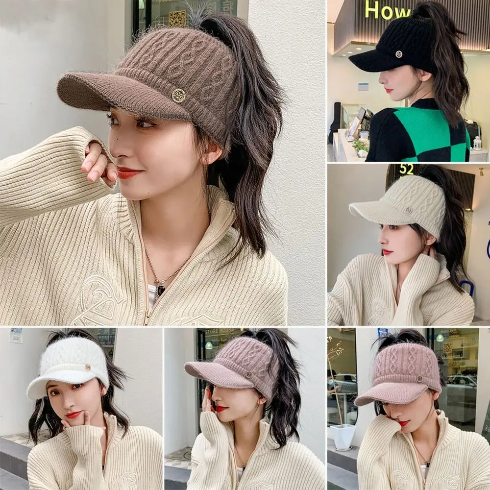 

Мягкая вязаная шапка модная сохраняющая тепло ветрозащитная зимняя шапка пустая Женская Бейсболка