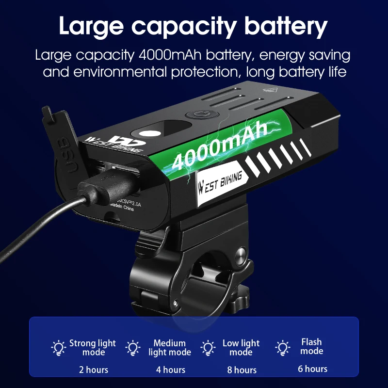 WEST BIKING Bicycle Light USB LED USB Charging MTB Road Bike Front Back Headlight Lamp Flashlight Bike Light Cycling Accessories