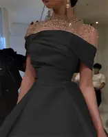 فستان سهرة من Lorrtta برقبة عالية من الساتان للنساء ، فستان خط ، فستان أوف وايت ، فستان أنيق للحفلات الراقصة ، الحفلات والزفاف ، الحفلات الفاخرة 1