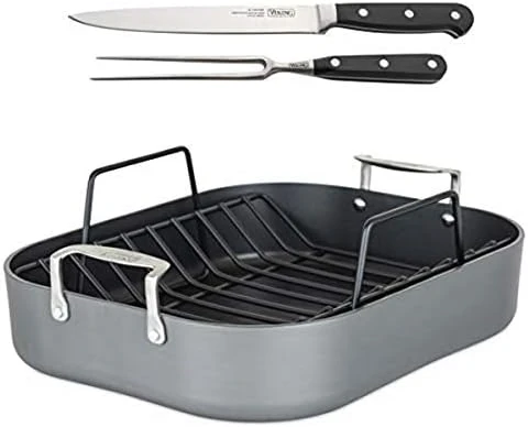 10 Quart Stainless Steel Oval Roaster Set with Wire Rack and High