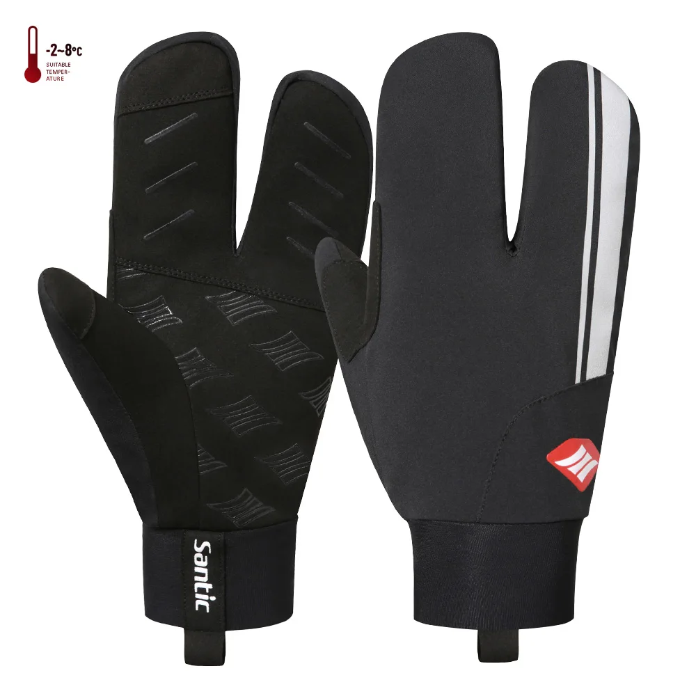 

Santic Men's Winter Cycling Gloves MTB Sports Keep WarmNon-slip Bicycle Mountain Bike Long Finger Gloves Windproof