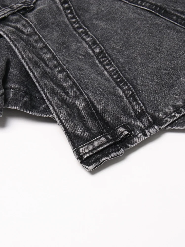 TWOTWINSTYLE Solid Asymmetrical Denim Shorts For Women High Waist Patchwork Pockets Streetwear Designer Short Pants Female New