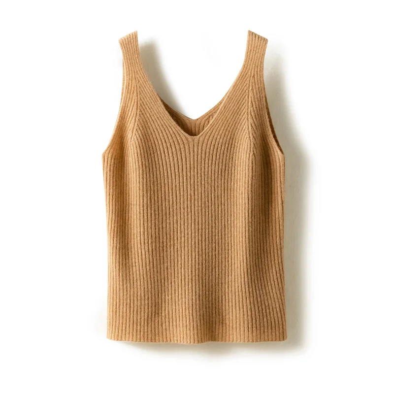 

TAFN New Women Sexy 100% Cashmere High Elasticity Vest Crop Fashion Tops O-Neck Tank Soft Warm Ladies Knit Camisole Bottoming