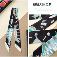 South Korean Spring Versatile silk scarf Hot Air Balloon Women's Twill Ribbon Bundle Bag Handle Ribbon Hair Band Scarf Headband 1