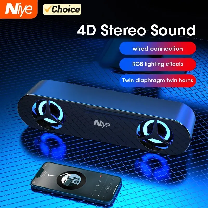 Computer Speaker 4D Surround Soundbar With RGB Light Speakers Stereo Bass Subwoofer For Laptop PC Home Theater desktop speakers