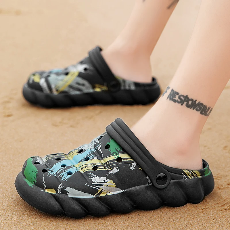 

Summer Light Men's Slippers 2023 Chef Shoes for Men Outdoor Wading Sandals Soft Beach Antiskid Sports Men's Slippers Platform