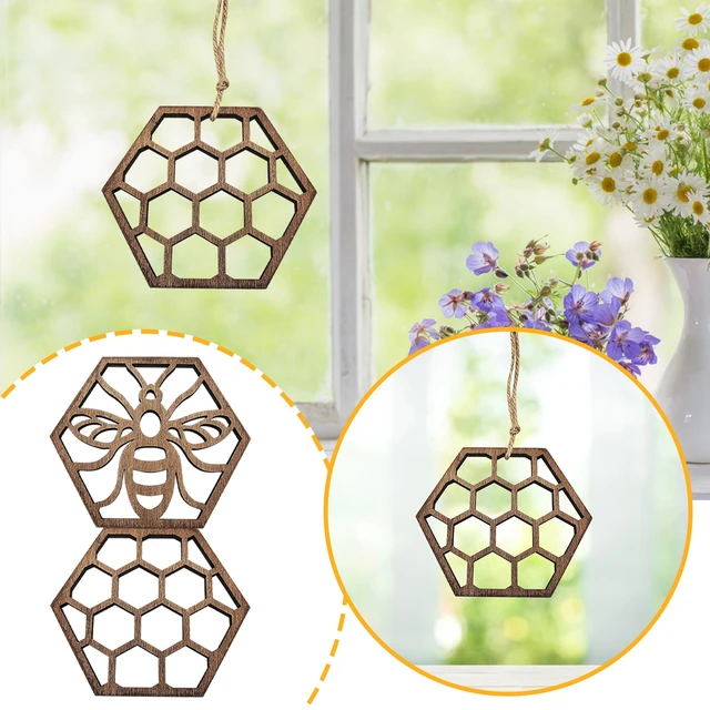 Honeycomb-Two Layer-Stained Wood Cutout-Bee Theme Wood Decor-3D