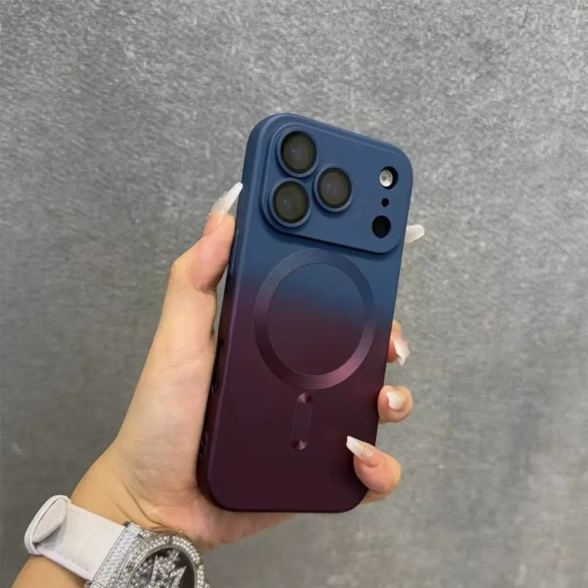 Silicone Soft Gradient Magnetic Phone Case - Slim & Protective Design