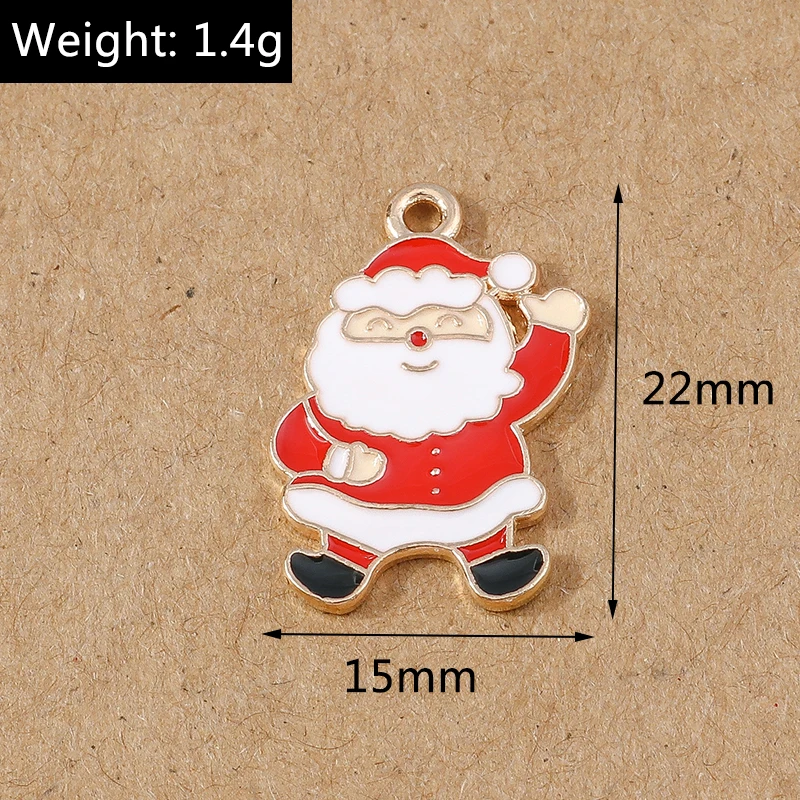 10 stücke Emaille Weihnachten Santa Claus Schneemann Charms Anhänger für Schmuck Herstellung Ohrringe Armband DIY Halskette Zubehör – Detail 19