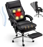 Executive Office Chair, PU Leather Reclining Office Chair with USB and Massage, Heated Office Chair with Footrest 2