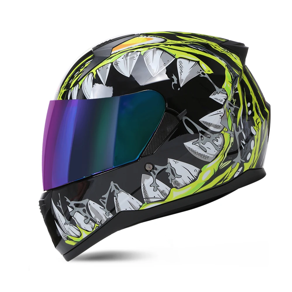 Casco integral de motocicleta para hombre y mujer, protector de doble lente  con certificación DOT para Motocross, todoterreno