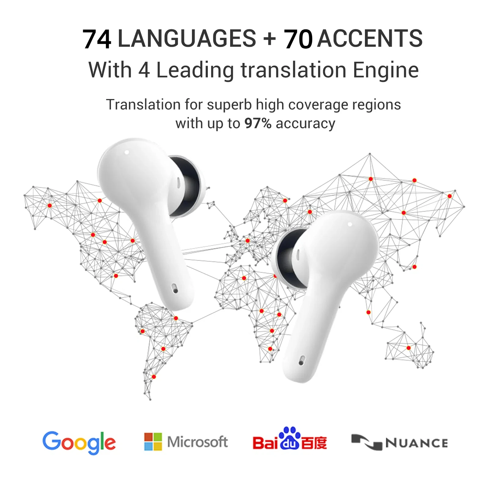 Translation Earbuds Wooask M6 Real Time Voice Translator Headphones Two-way Offline for Travel Business