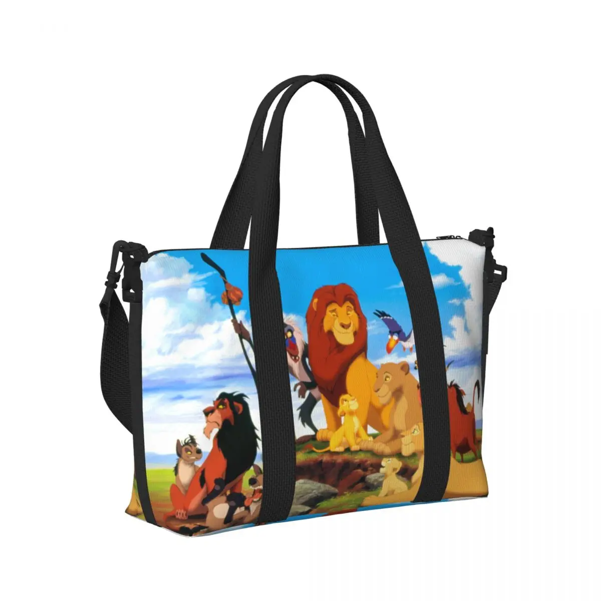 Custom King Lion Beach Tote Bag Women Hakuna Matata Large Compartment Gym Beach Travel Bags 3