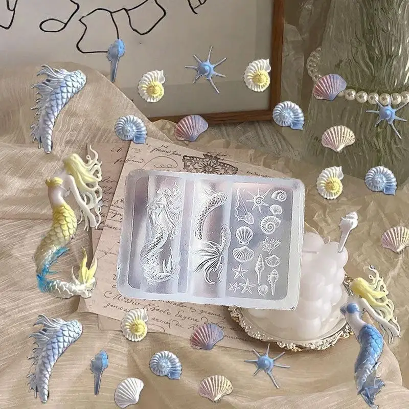 Muscheln, Meerjungfrauen 3D Silikon Transparent Nagel Form Nägel Carving Vorlage Maniküre Design Werkzeug DIY Nail art Dekoration – Detail 17