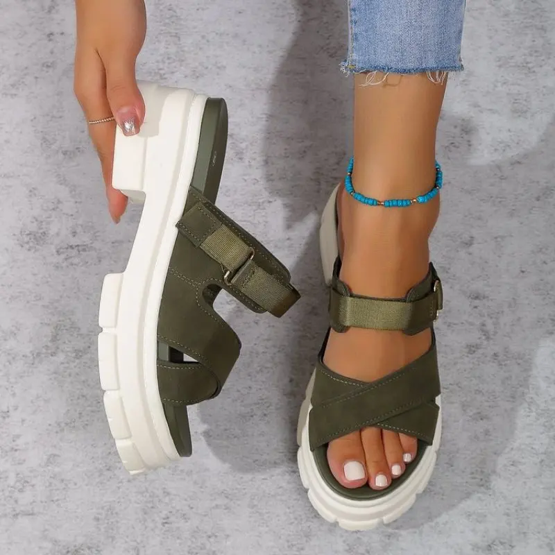

Australian Female Summer Slippers Casual Magic Sticker Sandals Summer Cool Cool Casual Shoes Thick Bottom Ladies Luxury Big Size