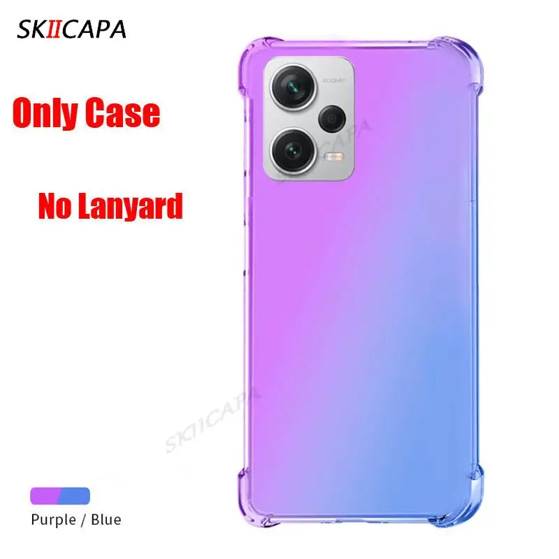 Gradient Silicone Shockproof Crossbody Case for Xiaomi Redmi Note 12 Pro Plus 5G