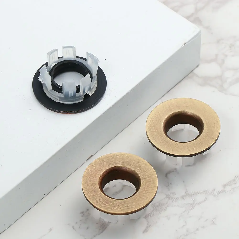 Sewer Seal Ring Bathroom Sink Plug Drain Seal Plug Bathtub Stopper Sink Hole Cover Washbasin Leak Plug Basin Drain Cover Round Sink Overflow Ring Tub For 23-25mm Drain Stopper Round Metal Overflow Hole Pedestal Washbasin Cabinet Basin Accessories