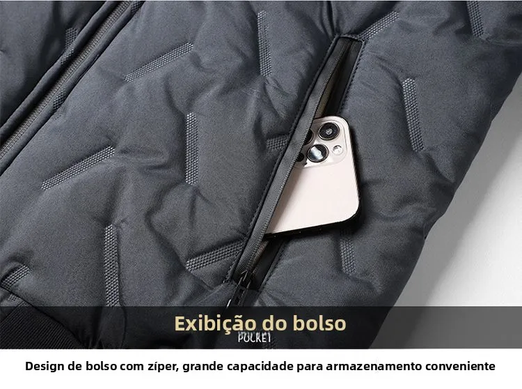 Jaqueta Masculina de Algodão Forrada com Lã Grossa
