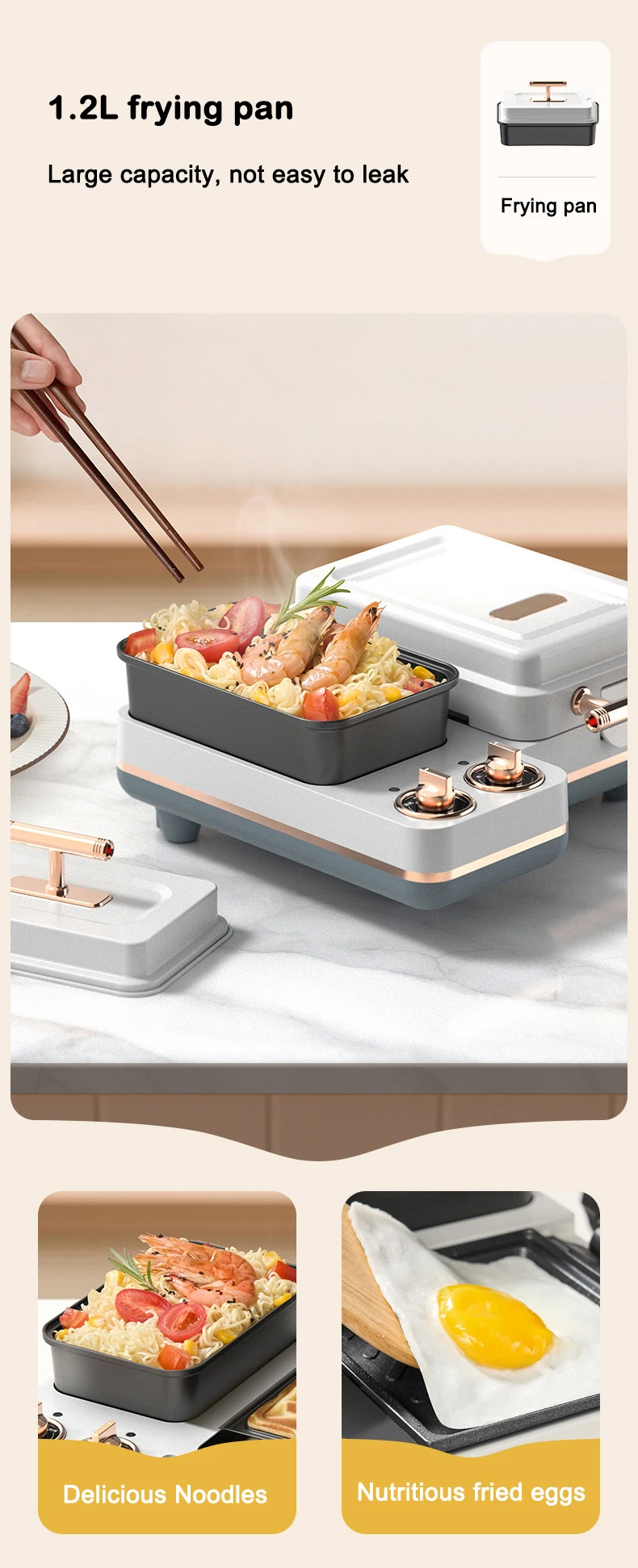 Description Picture 6 of itemMultifunction Breakfast Machine Sandwich Maker Toaster Cake Donut Waffle Oven Grill Pasta Noodles Cooker Hot Pot Eggs Frying Pan