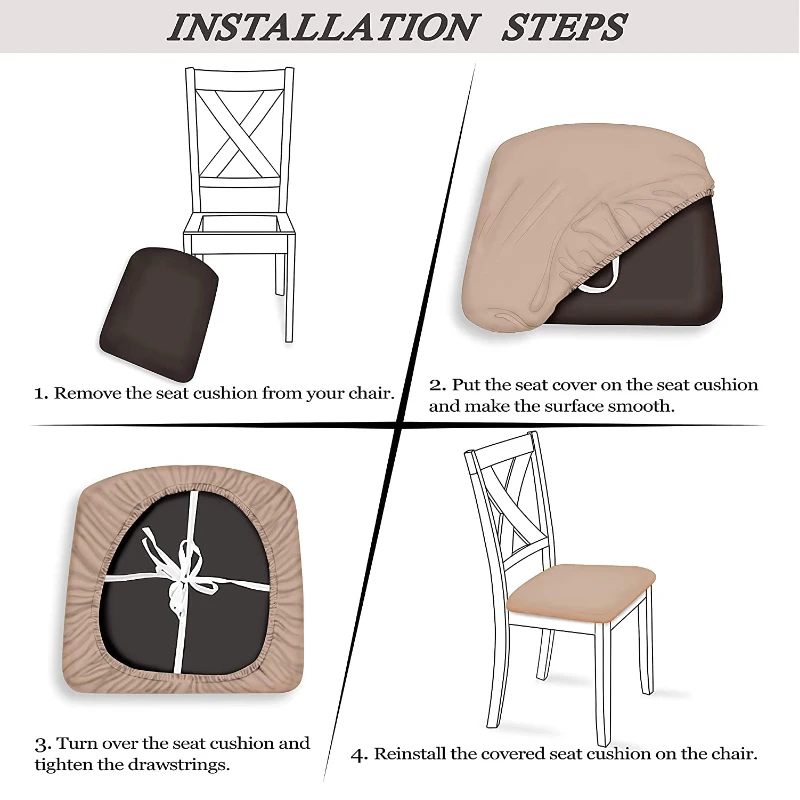 1PC Durable Stretch Jacquard Dining Room Chair Seat Covers Removable Washable Elastic Upholstered Dining Chair Cushion Slipcover