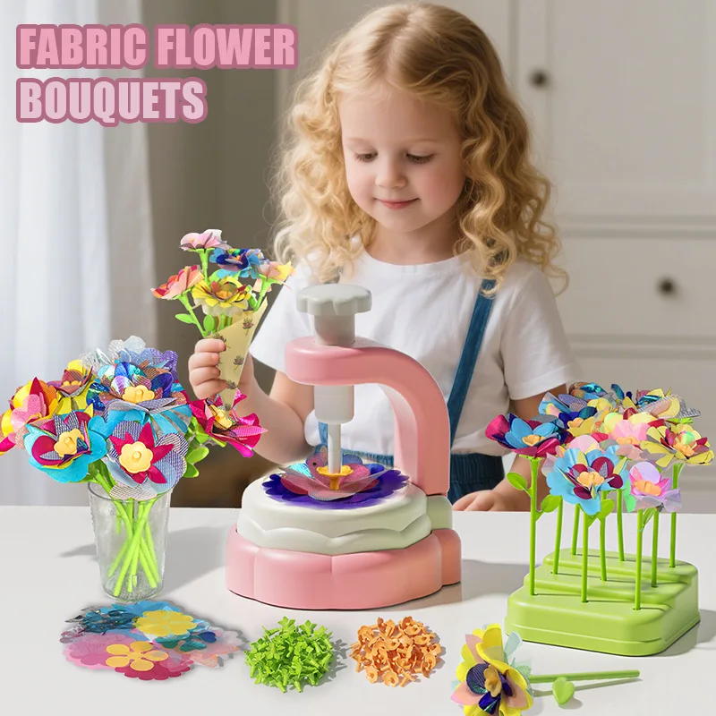 Fabric Flower Bouquets Toys DIY Craft Kits Toys for Kids Handmade Flowers Market Toy Girls Christmas Birthday Gift 1