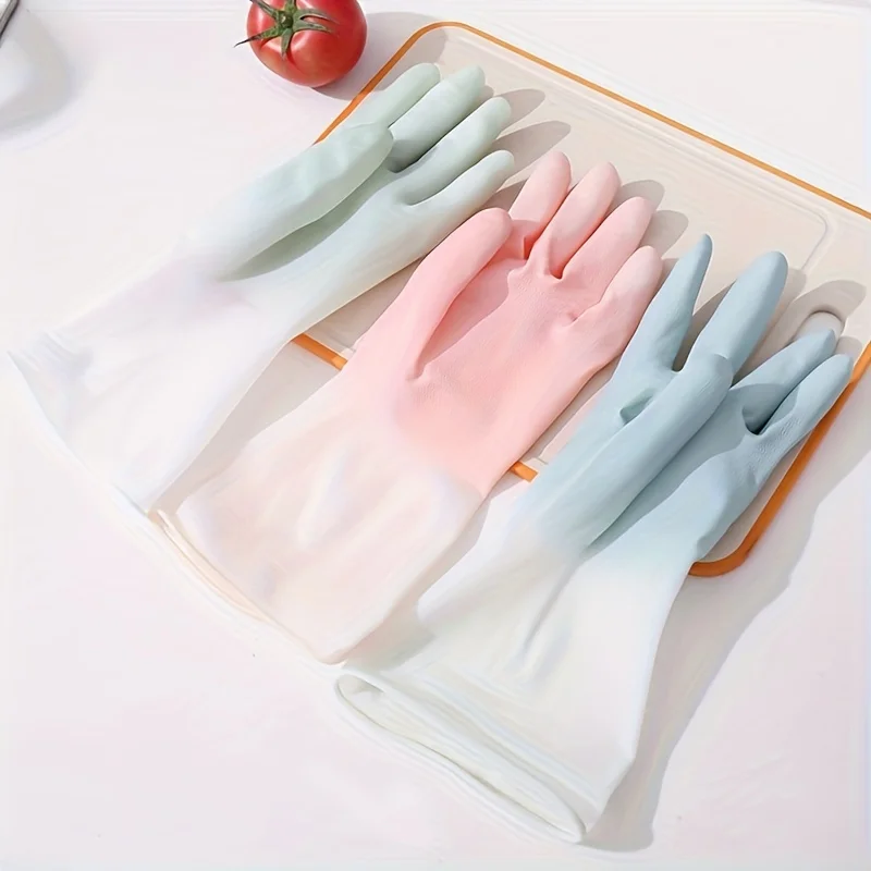 Dishwashing gloves cleaning gloves 3 Pair Kitchen Cleaning Gloves Rubber Cleaning Latex Household Dishwashing Laundry Gloves Durable Waterproof Housework