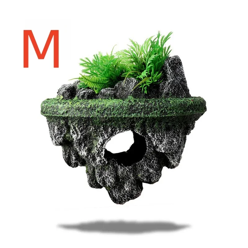 Floating Stone Fish Tank Ornaments - Decorative Aquarium Plants & Caverns Accessories