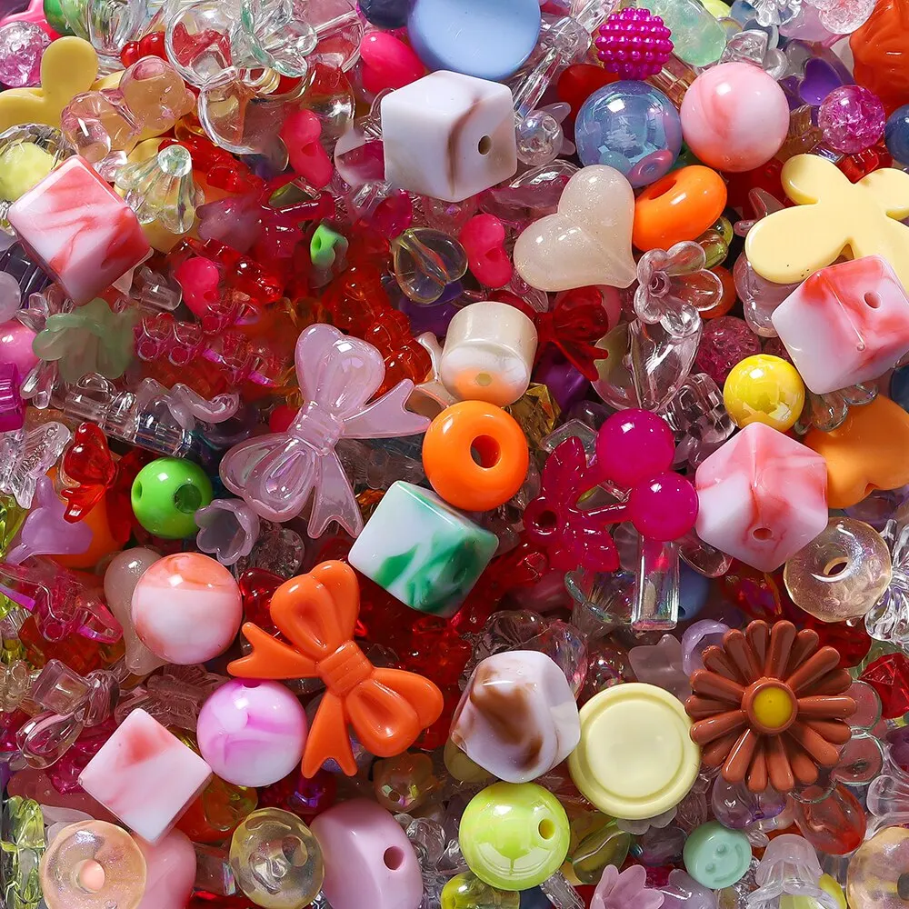 2 Style Mixed Flowers Heart AB Color Phone Chain Beads Necklace Earrings Beads Multi Style For Jewelry Making Findings 40g