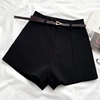 ITOOLIN Casual Women's Shorts A-line High Waist Short Chic Office Lady Shorts With Belted Vintage Female Trousers Spring Summer - Black5