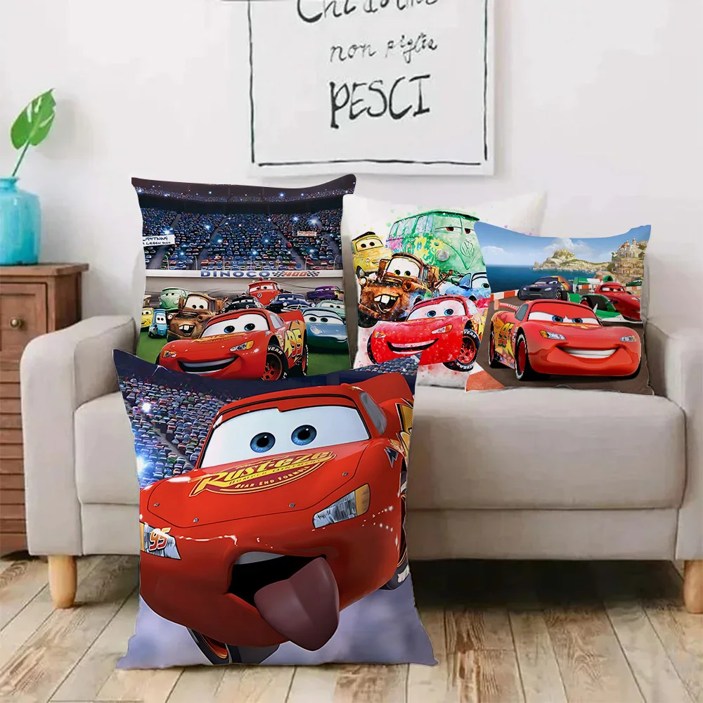 L-Lightning McQueen Pillow Covers Cartoon Sofa Decorative Home Double-sided Printing Short Plush Cute Cushion Cover 2