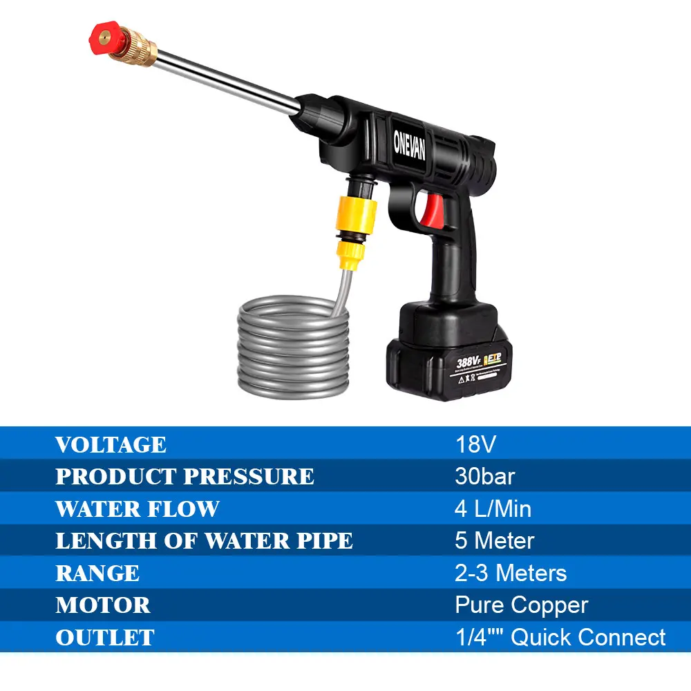 The Best 18V 30BAR Cordless Car Washer 2 in 1 Handheld Portable High