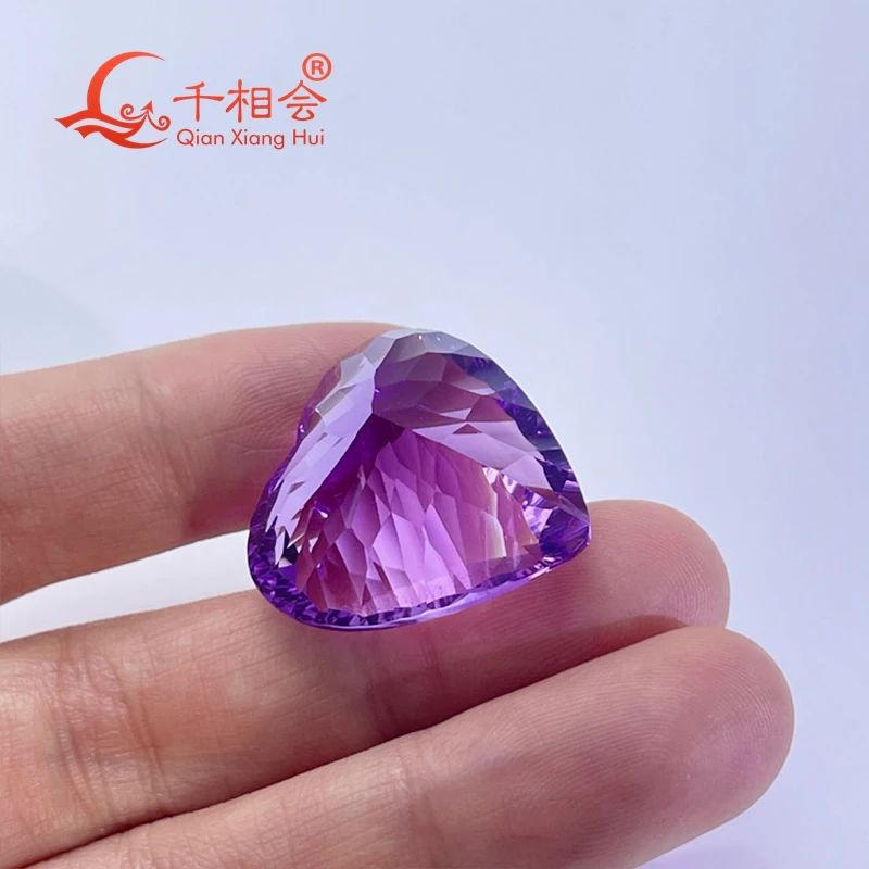 42ct Natural Amethyst Heart Shape Gemstone Millennium Cut Loose Stone for Jewelry Making with GRC Certification