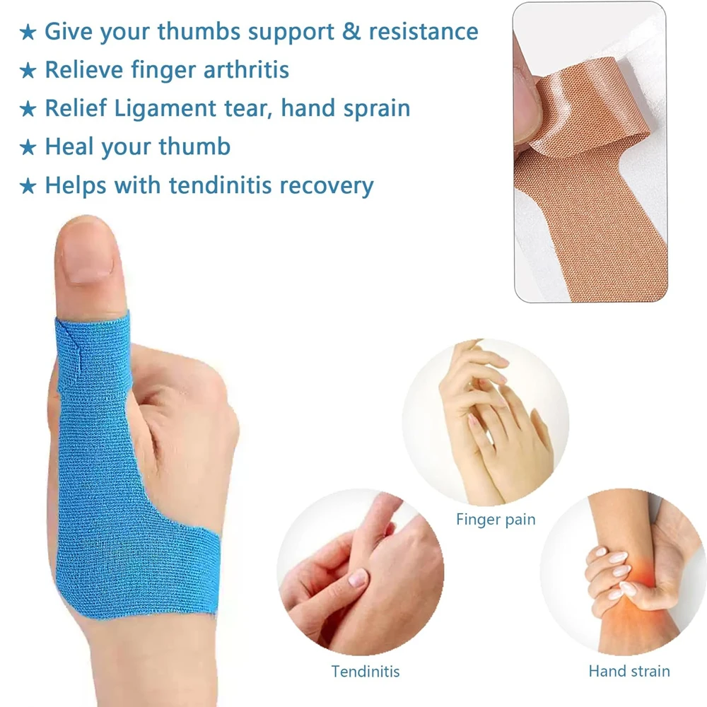 10 PCS Precut 엄지 보호 테이프 스트랩, 스포츠 가사용 신축성 있는 운동 테이프, 관절 지원 관절염 염좌 스트레인