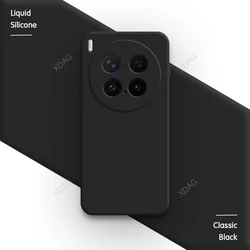 Luxury Liquid Silicone Soft Phone Case - High Quality Simple Design, Straight Edge Back Cover for Vivo X300 (Classic Black)