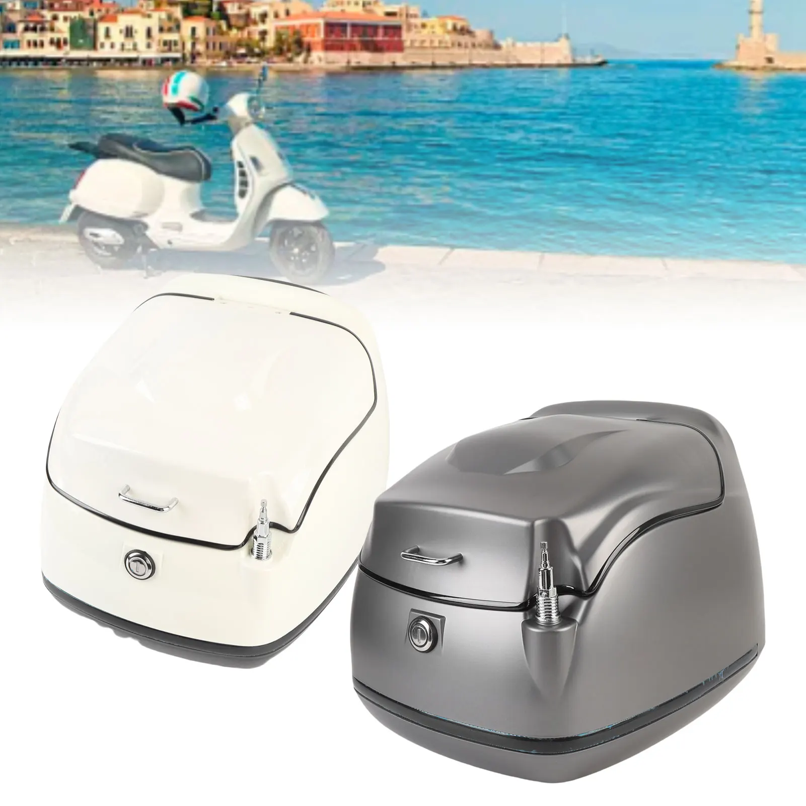 Motorcycle Top Box Motorcycle Luggage Trunk Wear Resisting ABS Waterproofing 38L Large Capacity with Key Lock for Helmet Gloves