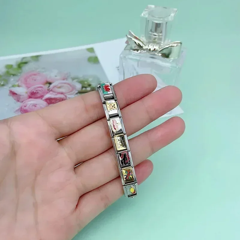 Hapiship Daisy Charm Brids Butterfly Flower Links Fit 9mm Bracelet Stainless Steel Diy Making DJTop56 charm bracelet