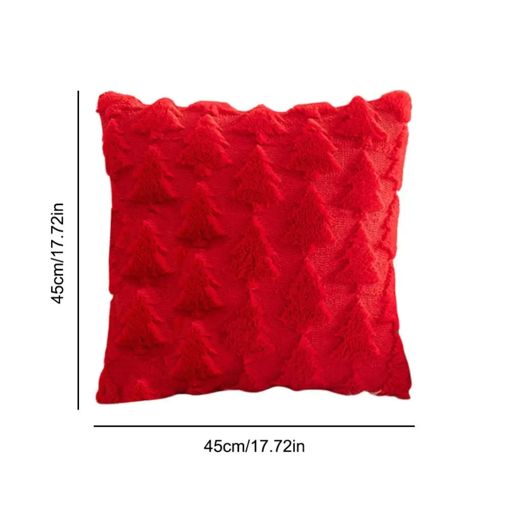 Christmas Tree Christmas Plush Pillowcase 3D Pattern Solid Color Pillow Case Green/Red/White Soft Cushion Cover