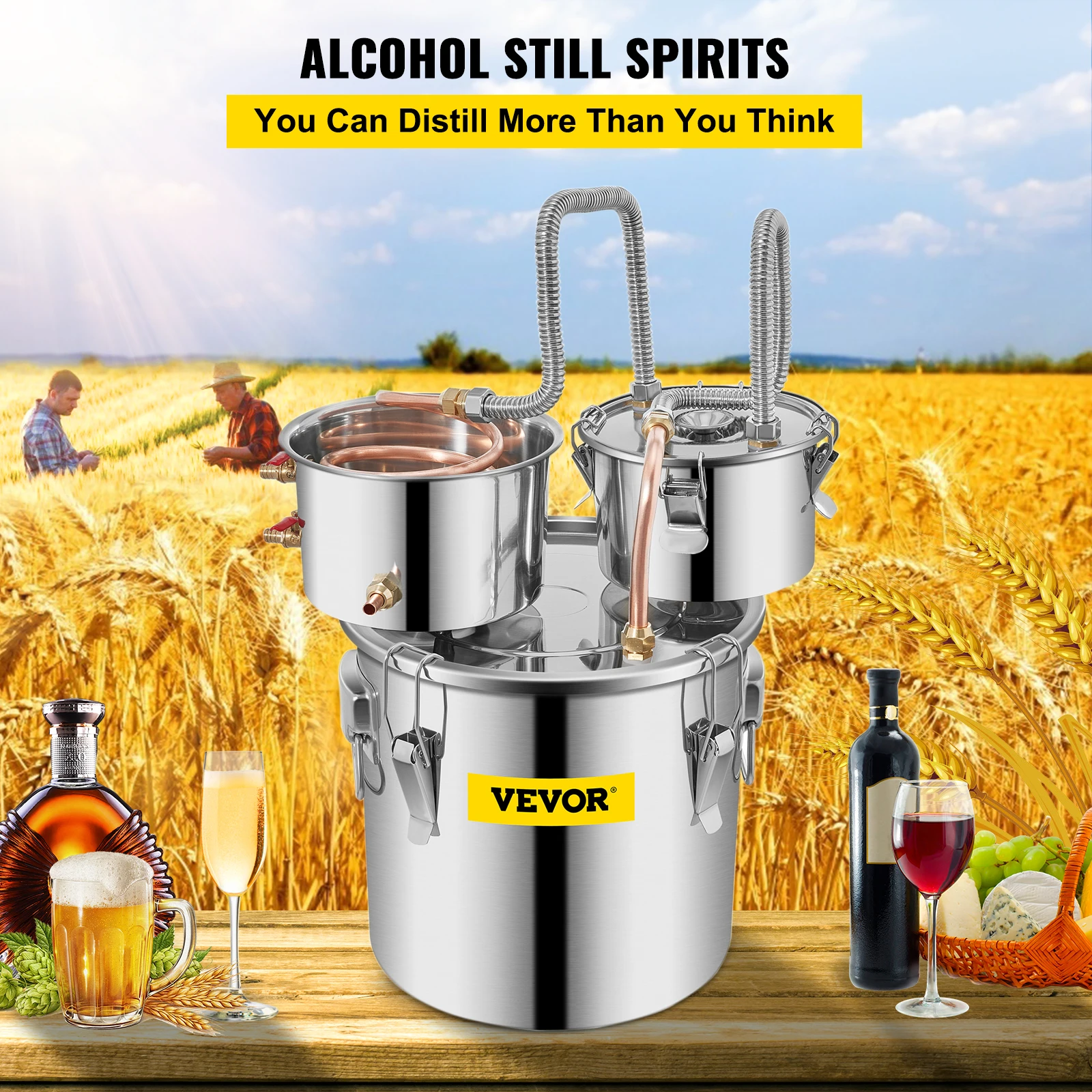 VEVOR Distiller Alcohol Alambique Brewing Still 12/20/30/50L SUS Water Alcohol Distiller Wine Making Boiler Home Brewing Kit 2
