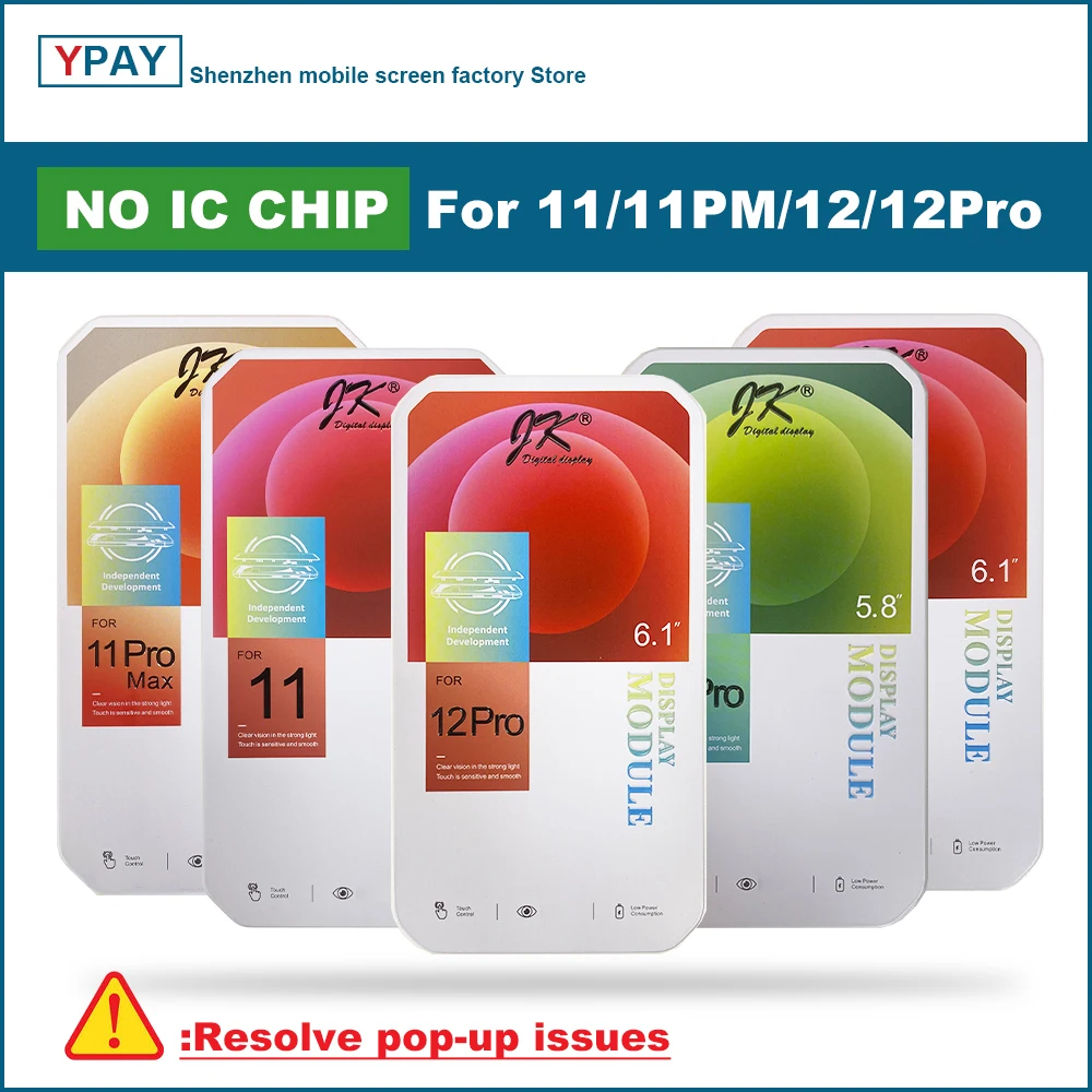 NO IC Chip JK Series iPhone 11 LCD 11Pro12 12Pro LCD Display Touch Screen Digitizer Assembly No Dead Pixel Replacement Parts