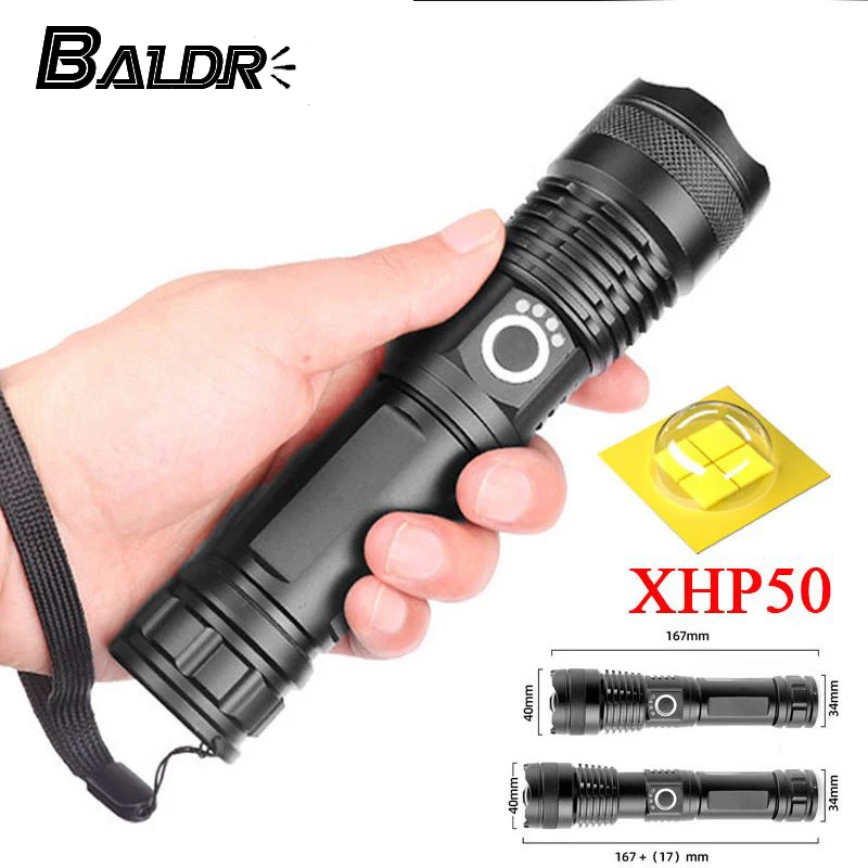 BALDR 4-5 Core Portable LED Flashlight USB Rechargeable Camping Working Light COB Lamp Built In Battert Multifunction Lantern powerful led torch