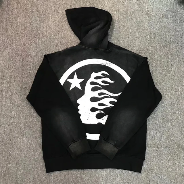 Washed Hellstar Vintage Black Hoodie High Street 1:1 Letter Printed Men's  And Women's Sports Hoodie Oversized - AliExpress
