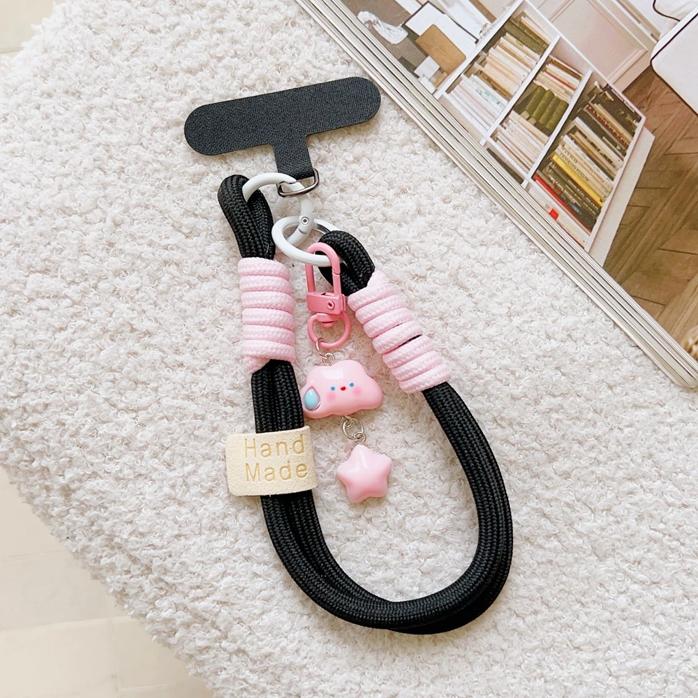 Universal Geflochtene Handy Lanyard Strap Cartoon Wolke Hängende Kette Ring Schnur mit Patch Handgelenk Strap Handy Abnehmbare – Detail 10