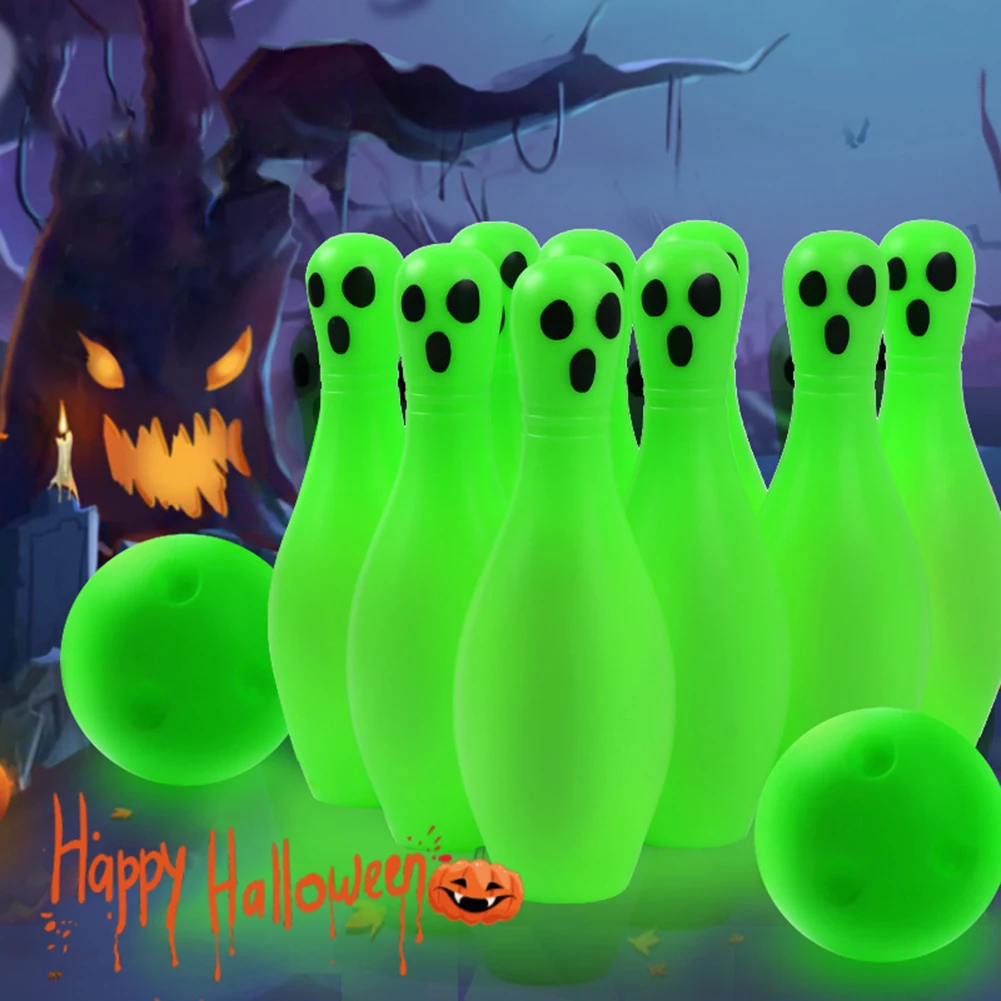 Halloween Noctilucent Ghost Bowling Toys Glow in Dark Lighted Ghost Bowling Games Festival Theme for Parent Child