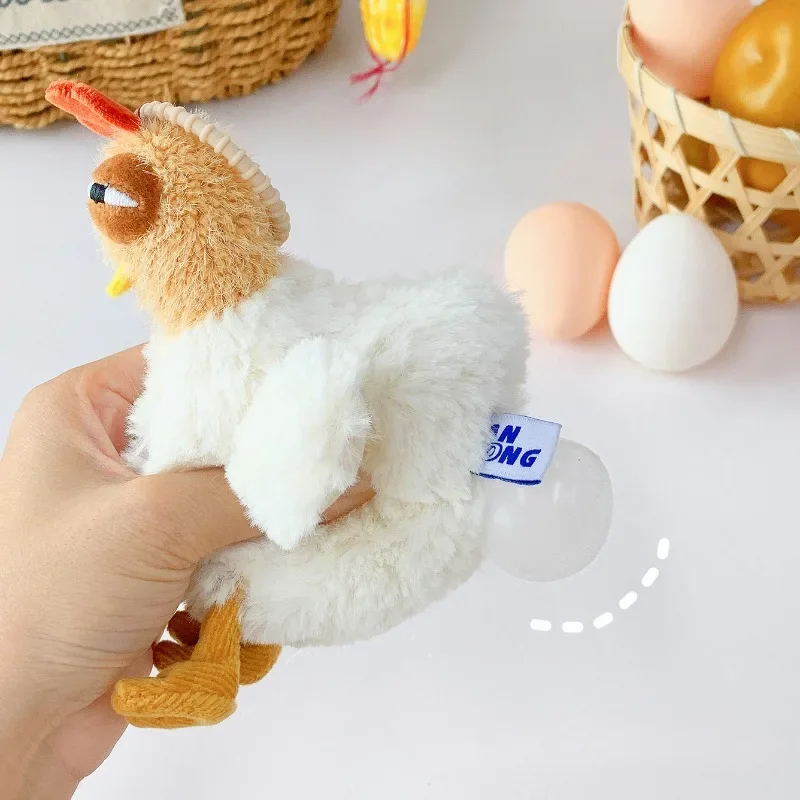 Fur Chicken Ugly Hen Shape Plush Toys Cute Handbag Kawaii Chicken Pendant Keychain Doll Satchel Purse for Women Home Slippers 6