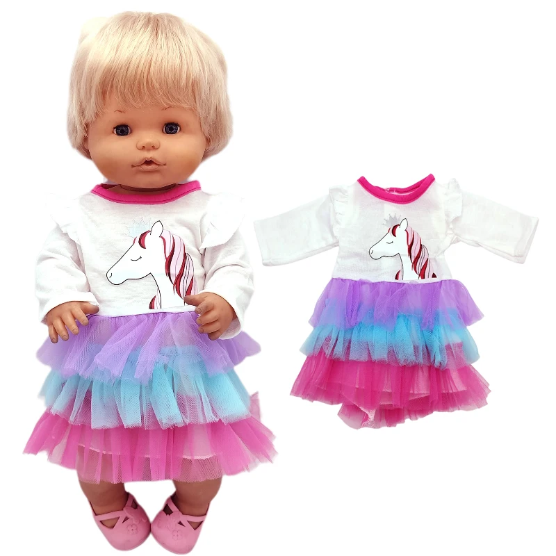 Für 40 cm große Nenuco-Puppenkleidung, 17 Zoll Babypuppenkleidung, blaues Blumenkleid, Spielzeugkleidung – Detail 32
